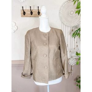 Talbots Blazer Gold Metallic Shimmer Linen EUC NWOT Size 6Petite 6P